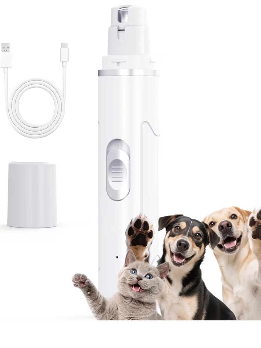 Chwwen Quiet Dog Nail Grinder Rechargeable 2-Speed Trimmer